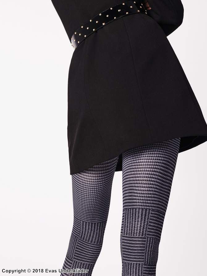 Pantyhose, opaque fabric, checkered pattern